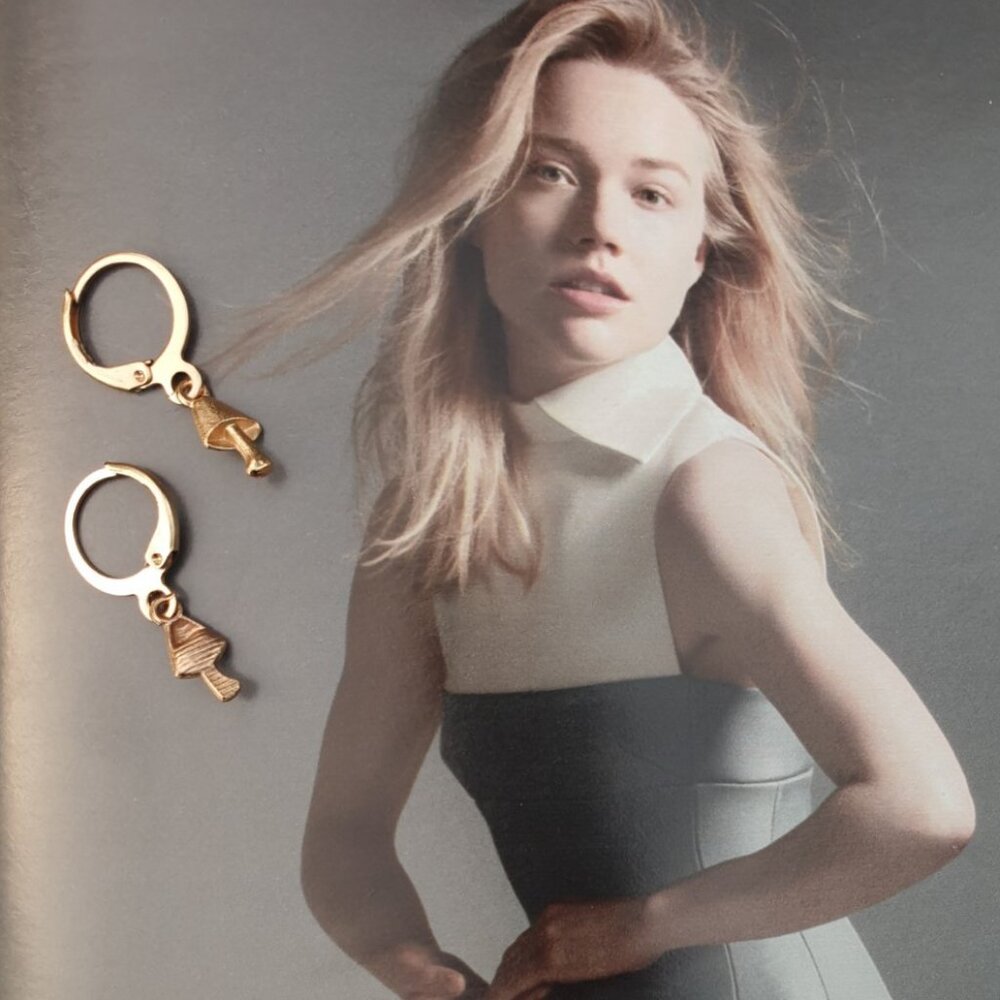 Mushroom Gold Dangle Earrings Charm Women Fashion Casual Formal Jewelry Gift